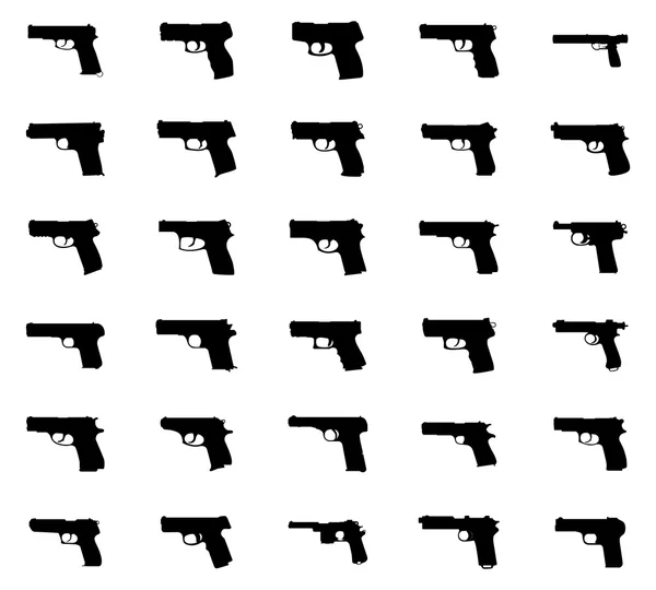 Conjunto de silhuetas de armas . — Vetor de Stock