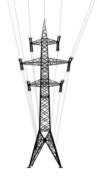 Torre de transmissão de energia com fios . — Vetor de Stock