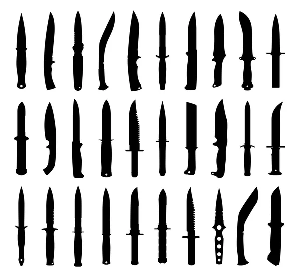 Conjunto de siluetas de cuchillo . — Vector de stock