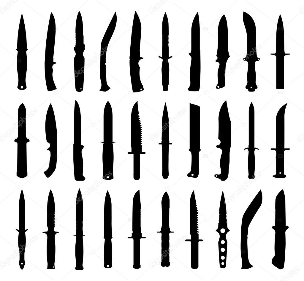 Knife silhouettes set.