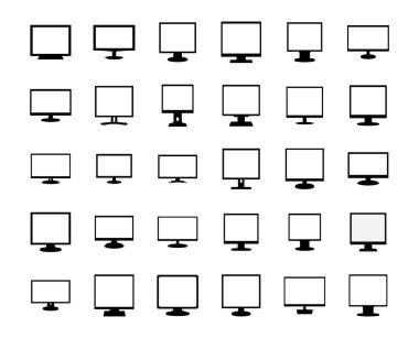 bilgisayar monitörü Icons set.