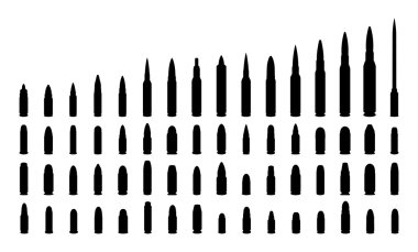 Various types ammunition silhouettes. clipart