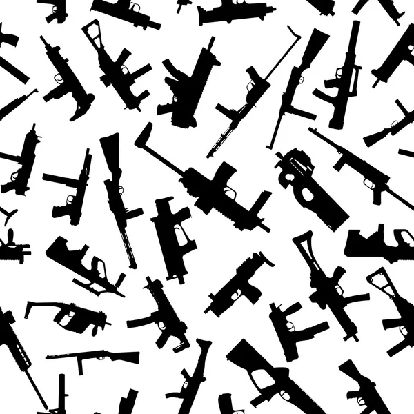 Zbraně siluety na bílém pozadí. bezešvé vzor. — Stockový vektor