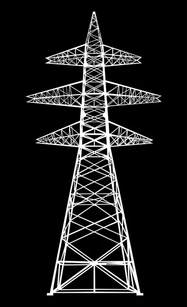 Torre de transmissão de energia. Isolado em preto . — Vetor de Stock