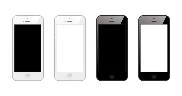 Černé a bílé chytré telefony. — Stockový vektor