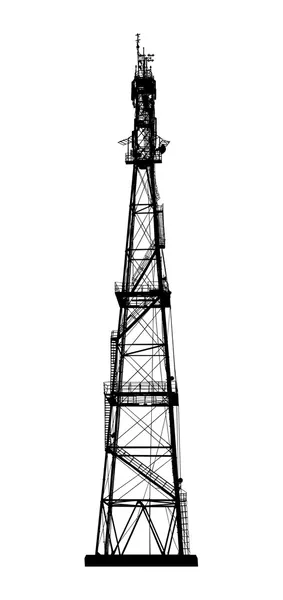 Torre de telecomunicaciones. Estación base de radio o teléfono móvil . — Vector de stock
