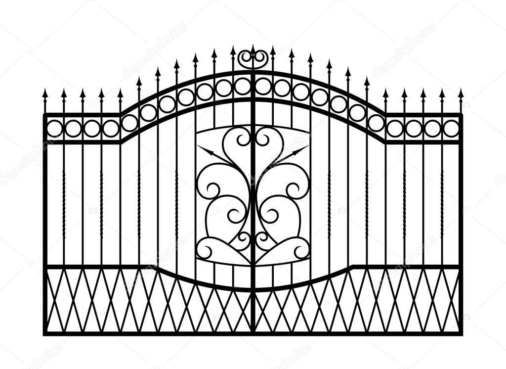 Forged gate isolated on white background.