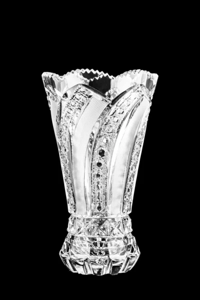 Crystal vase on black background. — Stock Photo, Image