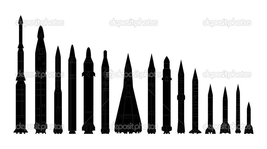 Set of combat rocket weapons.