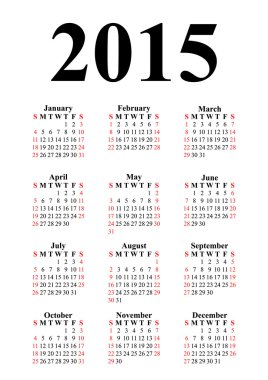 2015 beyaz dikey takvim.