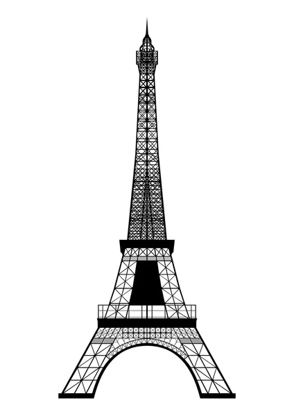 Silhouette Tour Eiffel isolée sur blanc . — Image vectorielle