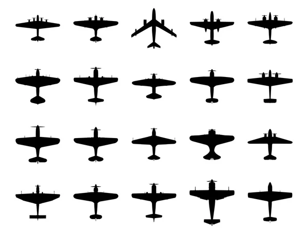 Conjunto de silueta de aviones . — Archivo Imágenes Vectoriales