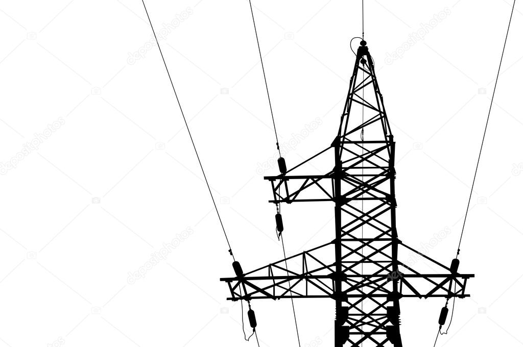 High voltage power lines and pylon.