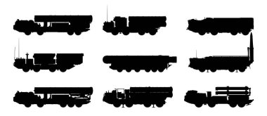 Stratejik füze ve hava savunma sistemleri. Askeri teçhizat hazır. Vektör EPS10.