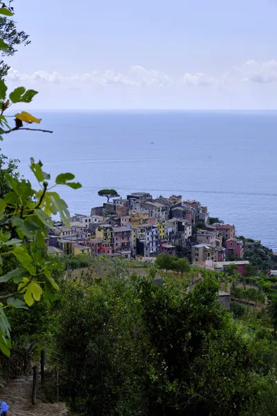 Widok Jedno Miast Parku Narodowego Cinqueterre Monterrosso Mare Vernazza Corniglia — Zdjęcie stockowe