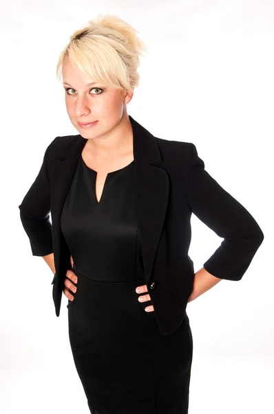 Beautiful Caucasian Business Woman in a Black Suit — Stock Photo, Image