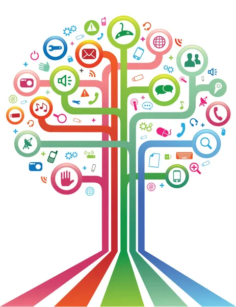 Arbre de réseaux sociaux — Image vectorielle