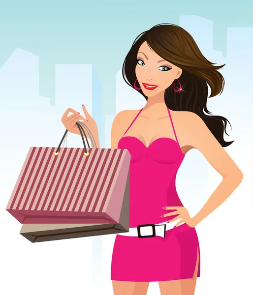 Shopping fille — Image vectorielle