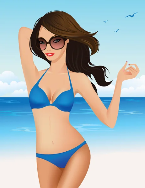Chica de bikini — Vector de stock