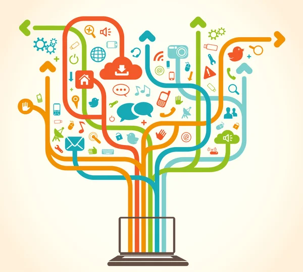 Árvore de mídia social —  Vetores de Stock