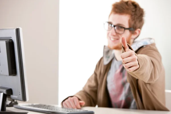 Here we are with another great thumb up, aren't we? Surely we ar — Stock Photo, Image