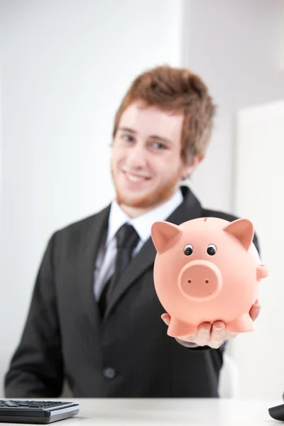 Saving has never been easier with my special piggybank! — Stock Photo, Image