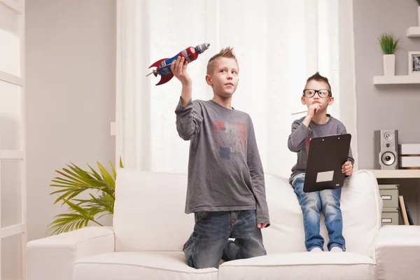 Little space rocket scientists experiments — Stock Photo, Image