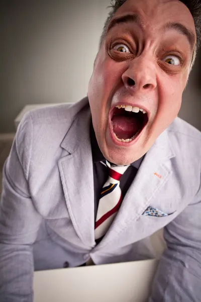 Madman screaming out about business — Stock Photo, Image