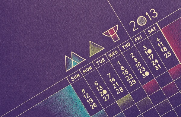 Styl Vintage może 2013 ołówek ciągnione kalendarza projektu — Zdjęcie stockowe