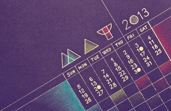 ビンテージ スタイルが 2013年鉛筆手描きカレンダーのデザイン — ストック写真