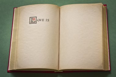 Vintage tarzı kelime boş kitap sevgidir. metin alanı olan aşkın ne olduğunu..
