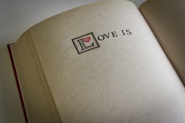 Vintage tarzı kelime boş kitap sevgidir. metin alanı olan aşkın ne olduğunu..