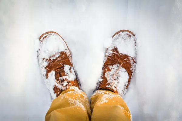 冬季第一场雪上行驶。不寻常的视图-从我的眼睛. — 图库照片