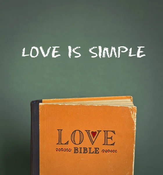 Love is simple. Love Bible with love commandments, metaphors and quotes — Stock Photo, Image