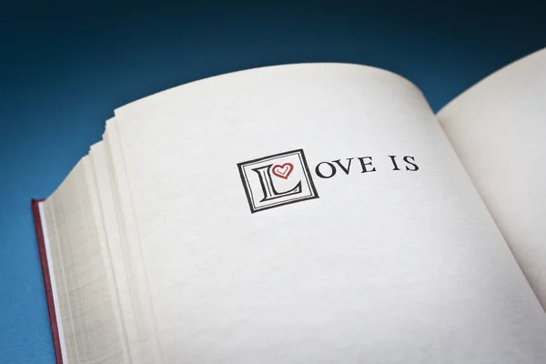 Liebe steht im offenen Buch. mit Platz für deinen Text, was Liebe ist. — Stockfoto