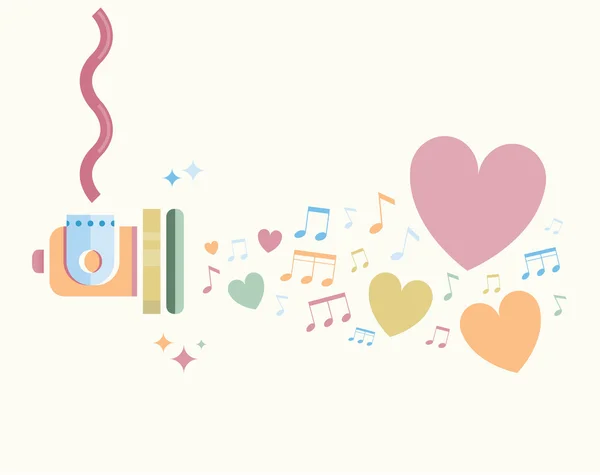 Altavoz con notas musicales en forma de I love you words — Archivo Imágenes Vectoriales