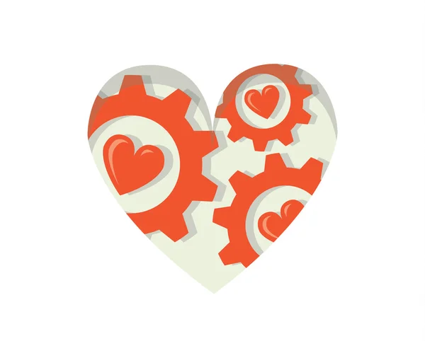 Heart with gears of love in it. Concept for inner love, love - the best medicine. — Stock Vector