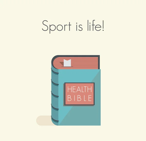 ¡El deporte es vida! Biblia de la salud con mandamientos y reglas de estilo de vida saludable . — Archivo Imágenes Vectoriales