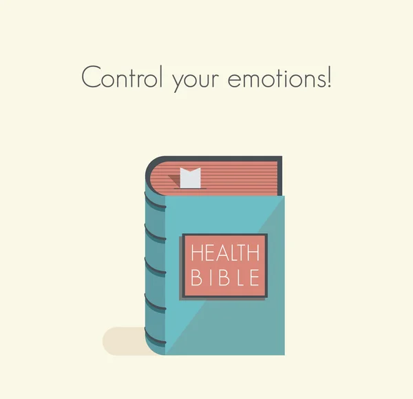 ¡Controla tus emociones! Biblia de la salud con mandamientos y reglas de estilo de vida saludable . — Archivo Imágenes Vectoriales