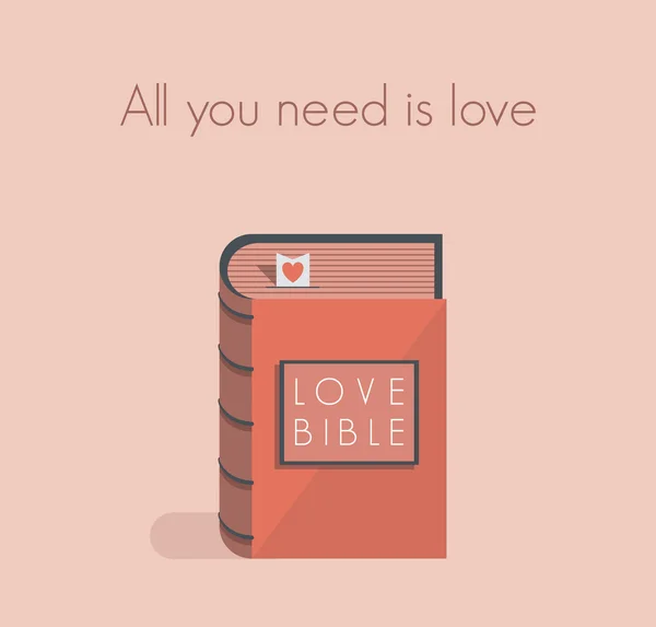 Love Bible with red heart bookmark.Concept for love comandamenti, quotes.You can add any love text you want . — Vettoriale Stock