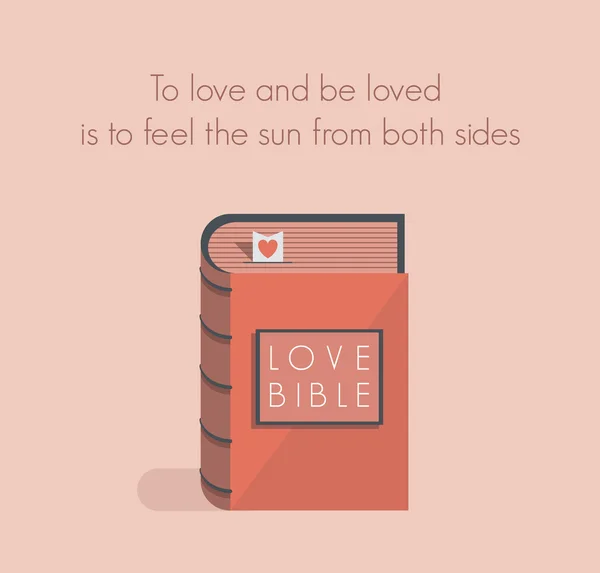 Liebesbibel mit rotem Herz bookmark.concept für Liebesgebote, quotes.you können jeden Liebestext hinzufügen, den Sie möchten. — Stockvektor