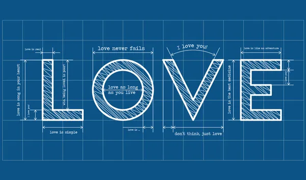 Plan abstrait de l'amour avec des citations d'amour — Image vectorielle