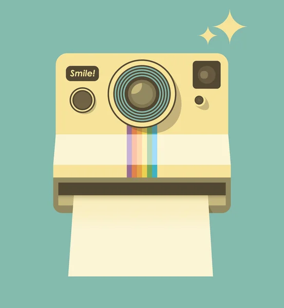 Cámara de fotos vintage Sonrisa. Ilustración vectorial estilo retro. Con espacio de copia para su texto — Archivo Imágenes Vectoriales