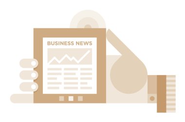 iş haberleri büyüme grafik mobil tablet ekranında işadamı el ile. New age iş teknolojileri kavramı