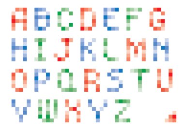 piksel renkli şık büyük harf vektör alfabe set tasarımı