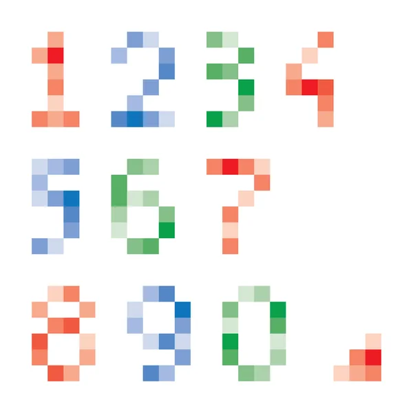 Colorful pixel numbers vector set — Stock Vector
