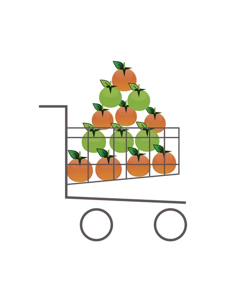 Корзина с апельсинами и яблоками — стоковый вектор
