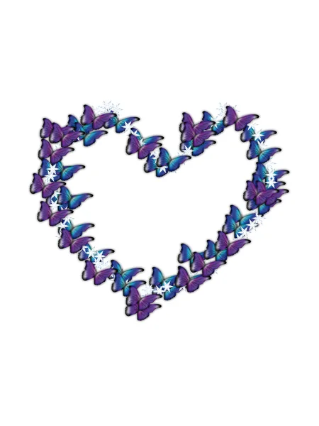 Papillon coeur fond — Image vectorielle