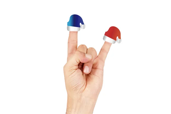 Santa förklädd finger — Stockfoto