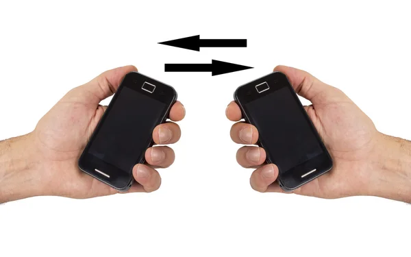 Hand met mobil telefoon — Stockfoto